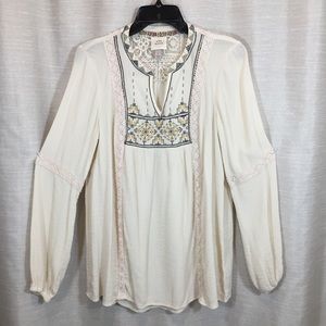 Knox Rose Ivory Summer Peasant Blouse Womens LG